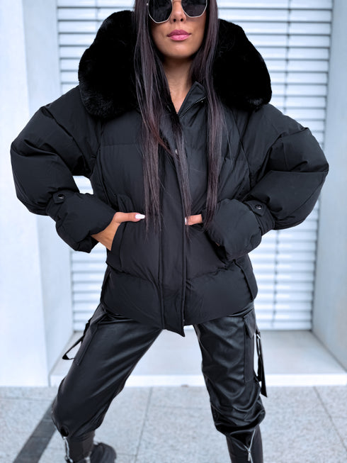 Puffy, short jacket "FUSION AD611" - BLACK